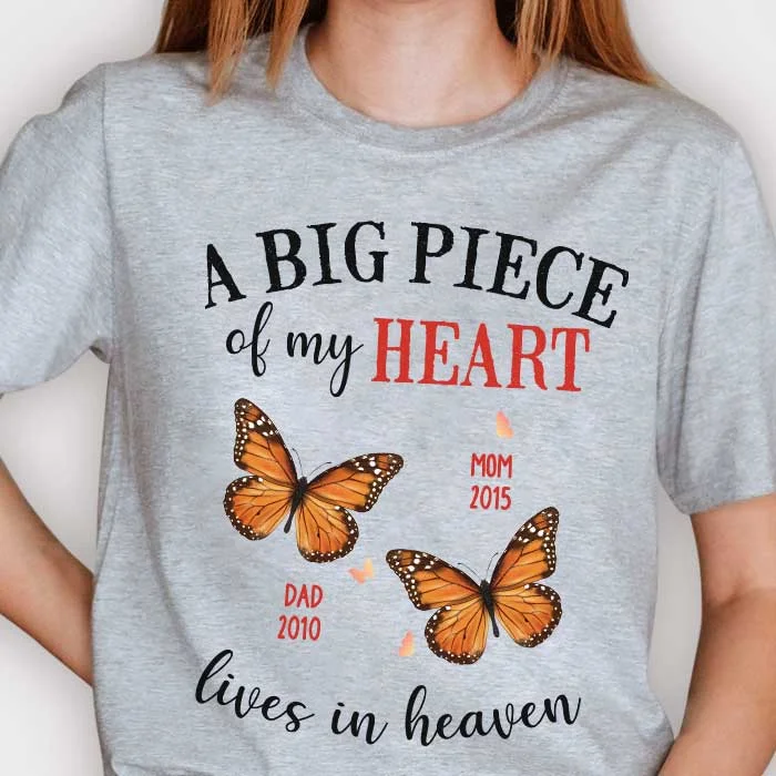 A Big Piece Of My Heart Lives In Heaven - Personalized Custom Unisex T-shirt