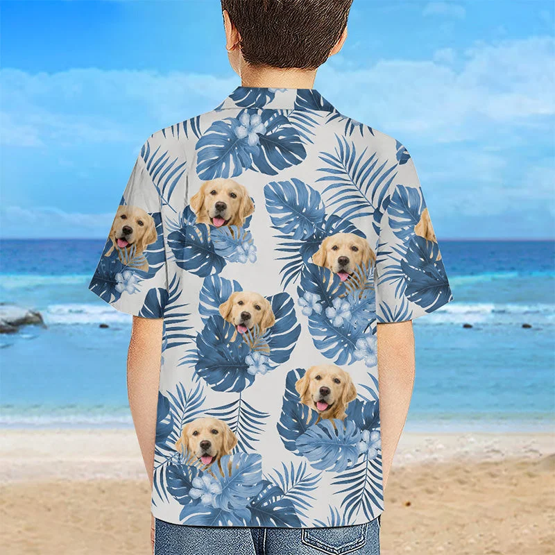 Custom Photo Kid Summer With Pet - Dog & Cat Personalized Custom Unisex Tropical Hawaiian Aloha Shirt - Summer Vacation Gift, Birthday Gift For Kids, Pet Owners, Pet Lovers