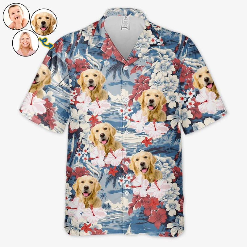 Custom Photo Less Monday More Summer - Dog & Cat Personalized Custom Unisex Tropical Hawaiian Aloha Shirt - Summer Vacation Gift, Gift For Pet Owners, Pet Lovers