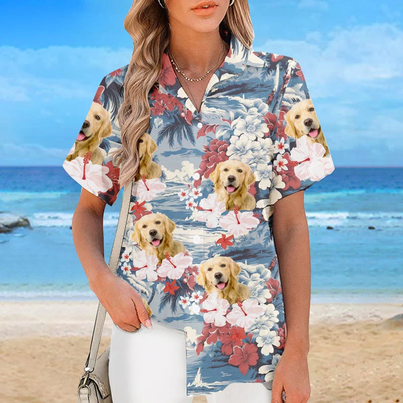 Custom Photo Less Monday More Summer - Dog & Cat Personalized Custom Unisex Tropical Hawaiian Aloha Shirt - Summer Vacation Gift, Gift For Pet Owners, Pet Lovers