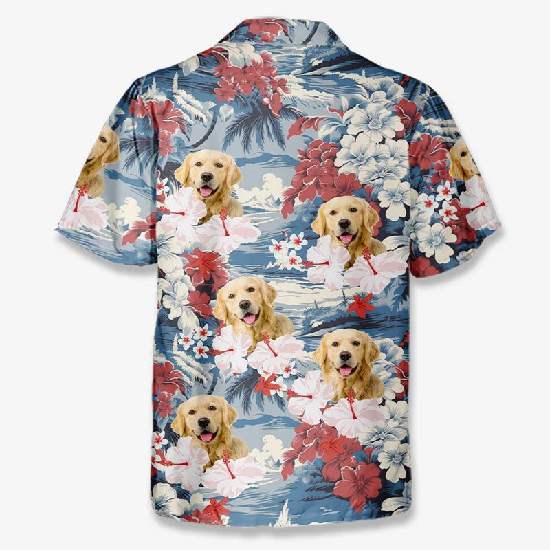 Custom Photo Less Monday More Summer - Dog & Cat Personalized Custom Unisex Tropical Hawaiian Aloha Shirt - Summer Vacation Gift, Gift For Pet Owners, Pet Lovers