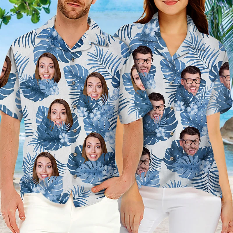 Custom Photo Summer Time - Couple Personalized Custom Unisex Tropical Hawaiian Aloha Shirt - Summer Vacation Gift, Gift For Husband Wife