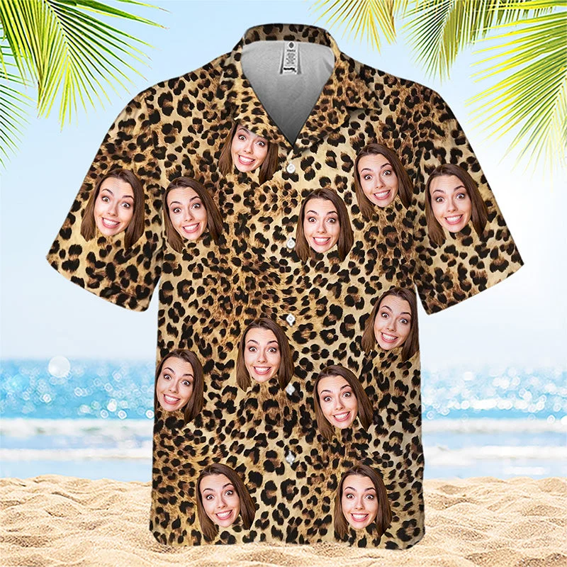 Custom Photo Sunshine On My Mind - Family Personalized Custom Face Unisex Hawaiian Shirt - Gift For Family Members, Pet Owners, Pet Lovers