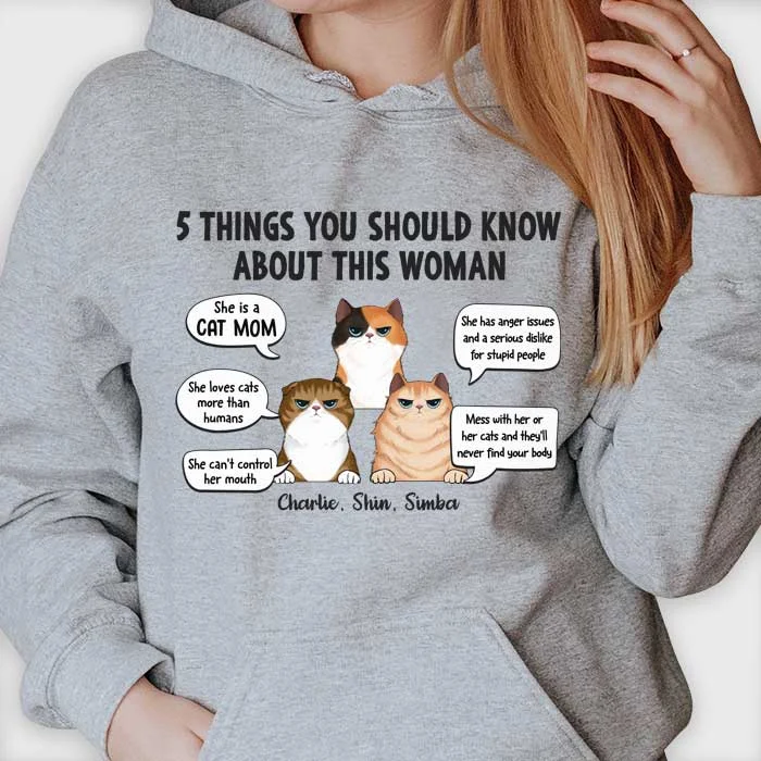 Five Things You Should Know She Is A Cat Mom - Mother's Day Gifts, Gift For Cat Mom - Personalized Unisex T-shirt, Hoodie