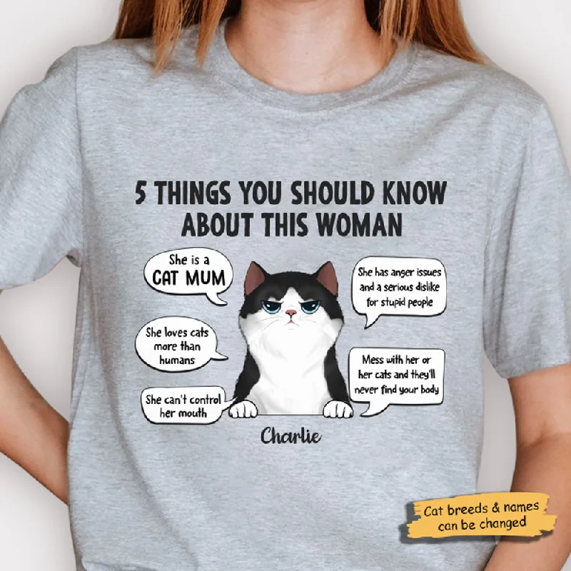 Five Things You Should Know She Is A Cat Mum - Mother's Day Gifts, Gift For Cat Mum - Personalized Unisex T-shirt, Hoodie