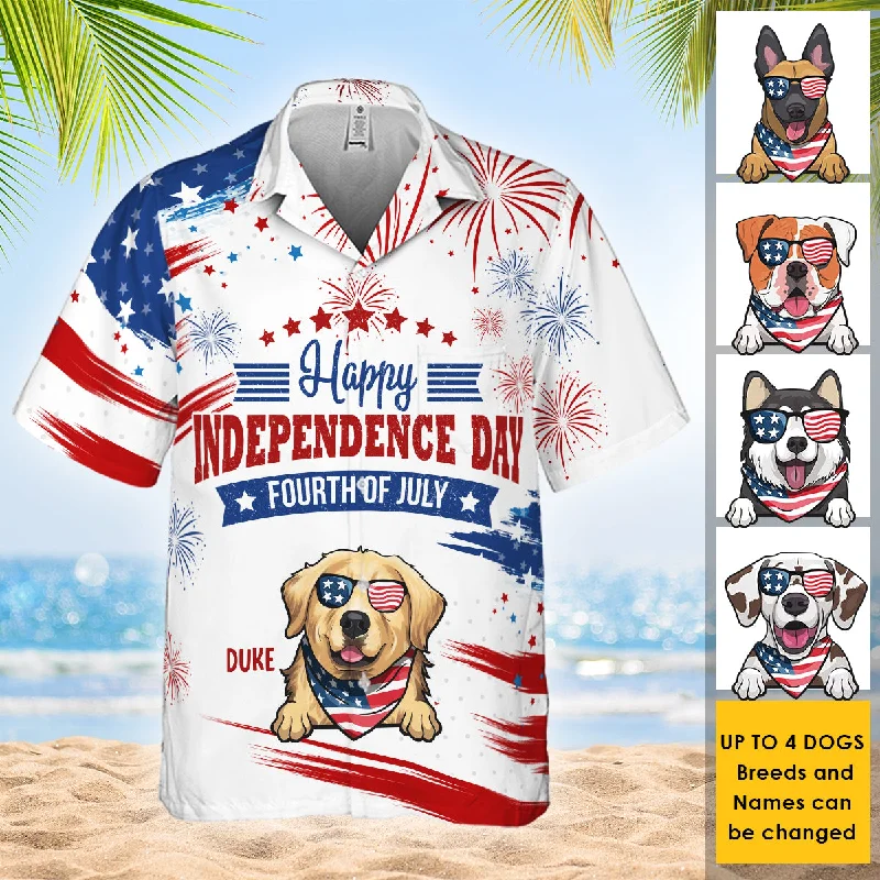 Happy Fourth Of July - Personalized Hawaiian Shirt - Gift For Dad, Gift For Pet Lovers