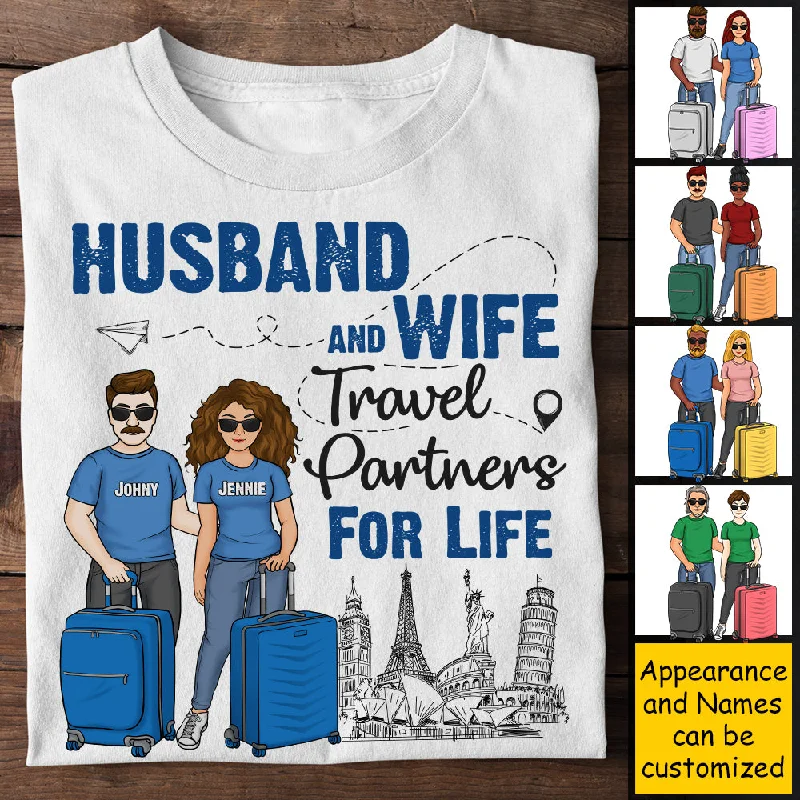 Husband And Wife Travel Partners - Personalized Unisex T-shirt, Hoodie - Gift For Couples, Husband Wife