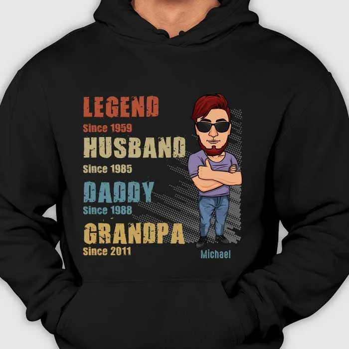 Legend Husband Daddy Grandpa - Personalized Unisex T-Shirt, Hoodie - Gift For Dad, Grandpa