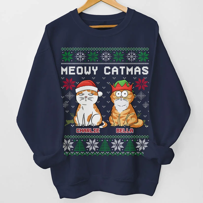 Meowy Catmas - Cat Personalized Custom Unisex T-shirt, Hoodie, Sweatshirt - Christmas Gift For Pet Owners, Pet Lovers