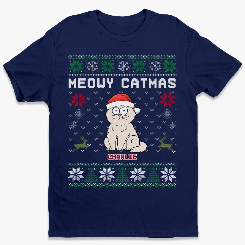 Meowy Catmas - Cat Personalized Custom Unisex T-shirt, Hoodie, Sweatshirt - Christmas Gift For Pet Owners, Pet Lovers