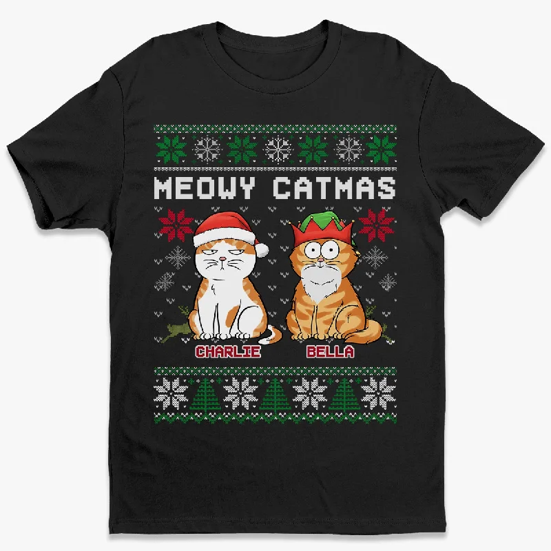 Meowy Catmas - Cat Personalized Custom Unisex T-shirt, Hoodie, Sweatshirt - Christmas Gift For Pet Owners, Pet Lovers