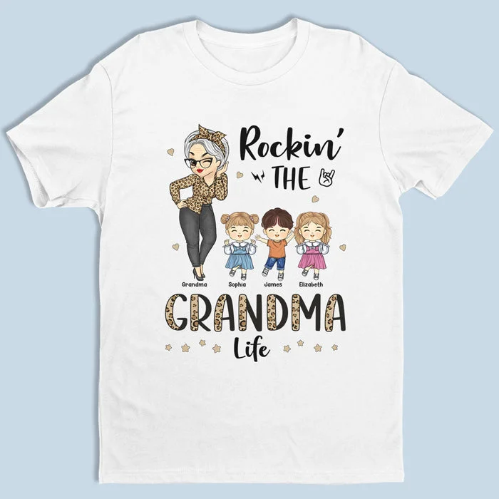 Rocking The Grandma Life - Family Personalized Custom Unisex T-shirt, Hoodie, Sweatshirt - Mother's Day, Birthday Gift For Mom, Grandma