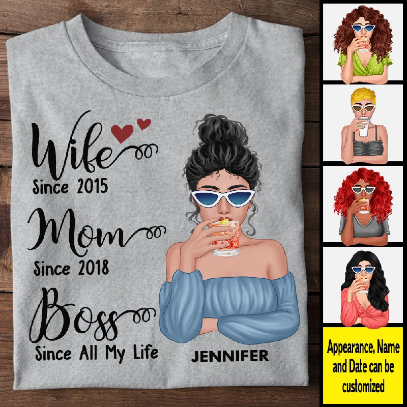 Wife Mom Boss Since All My Life - Gift For Couples, Personalized Unisex T-shirt, Hoodie