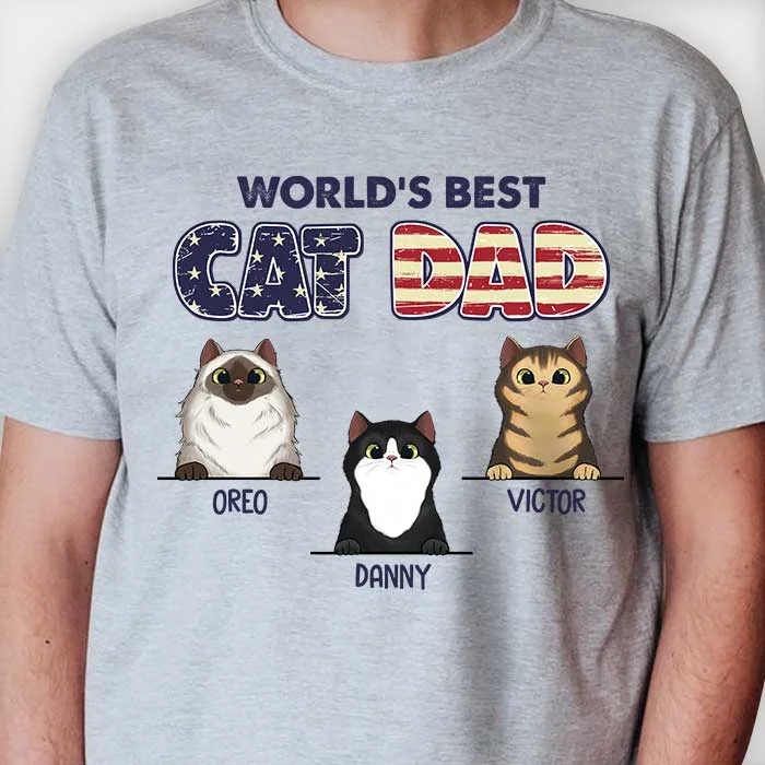 World's Best Cat Dad Cool Cats - Gift For Dad Personalized Unisex T-Shirt