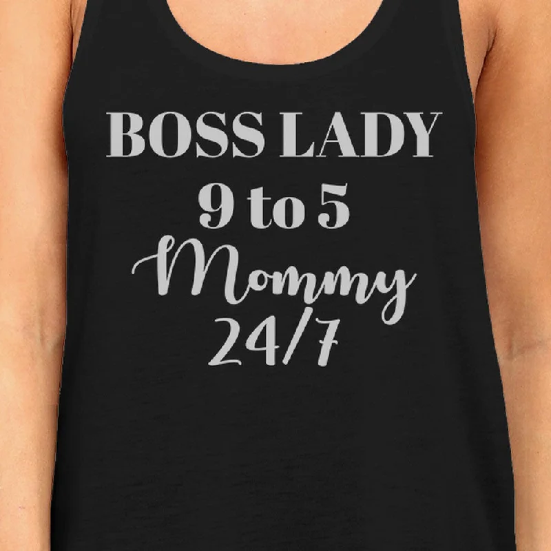 Boss Lady Mommy Womens Black Racerback Tank Top Funny Gift For Mom