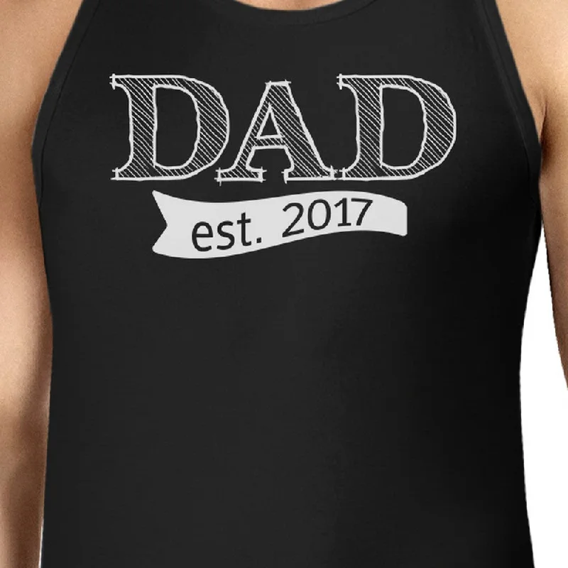 Dad Est 2017 Mens Black Unique Graphic Tank Top Cute New Dad Gifts