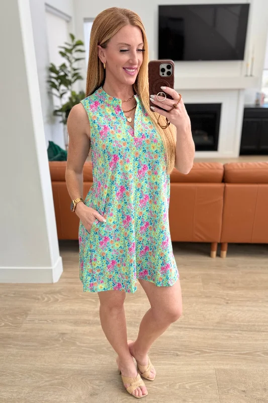 Lizzy Tank Dress in Emerald Spring Floral