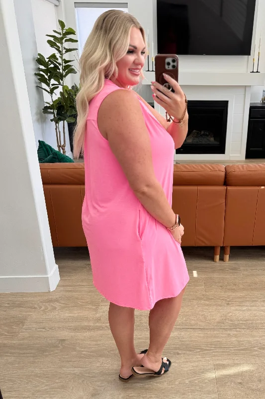 Lizzy Tank Dress in Neon Pink