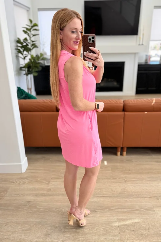 Lizzy Tank Dress in Neon Pink