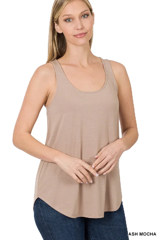 ZENANA SLEEVELESS ROUND NECK ROUND HEM TANK TOP (MULTIPLE COLORS)