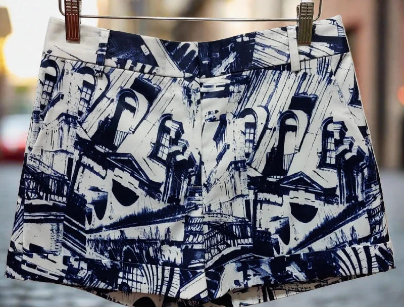 The OVI Blue and White Print Shorts