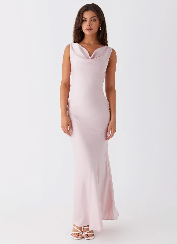 Be Mine Satin Maxi Dress - Mauve Pink