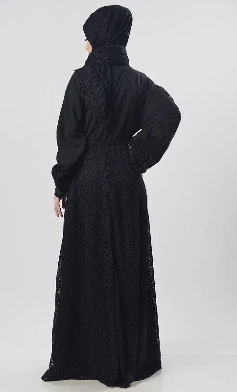 Black Dori On Waist With Tassel Detailing Abaya