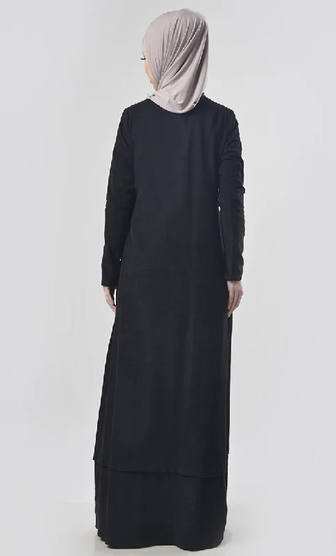 Black Embeded Buttons Abaya