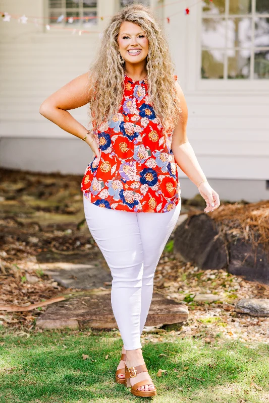 Bold Botanic Top, Red