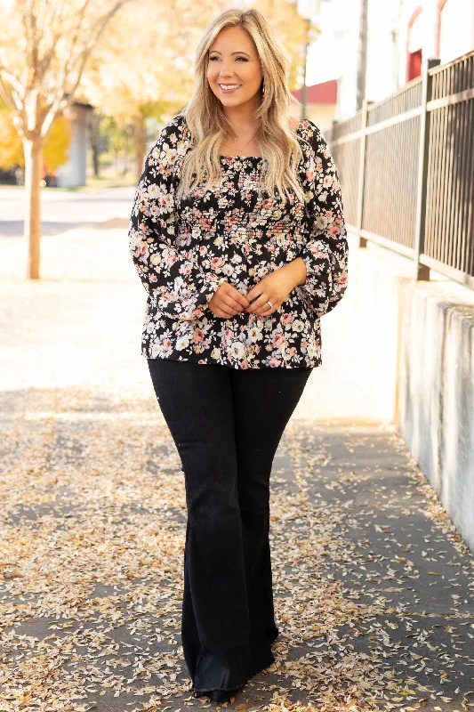 Busy Night Out Blouse, Black-Taupe