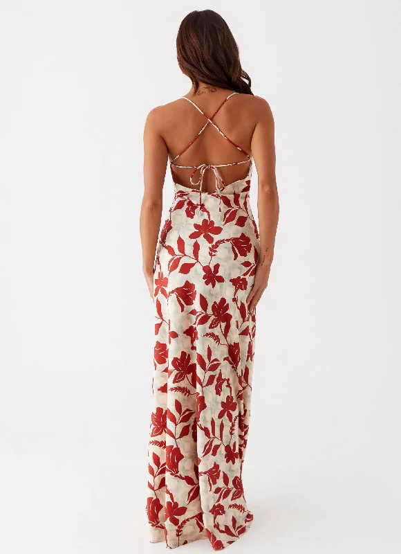 Cecily Maxi Dress - Red Green Floral