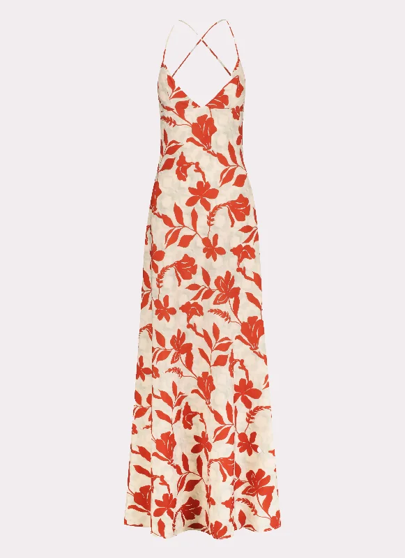 Cecily Maxi Dress - Red Green Floral