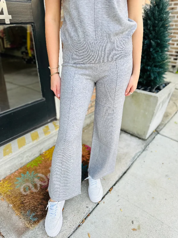 Clarkson Knit Cropped Pants- Grey