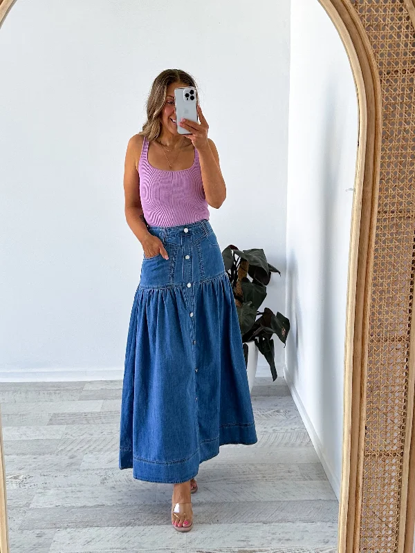 Cory Denim Skirt - Dark Blue