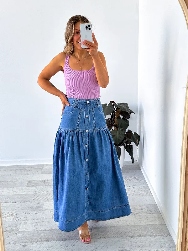 Cory Denim Skirt - Dark Blue