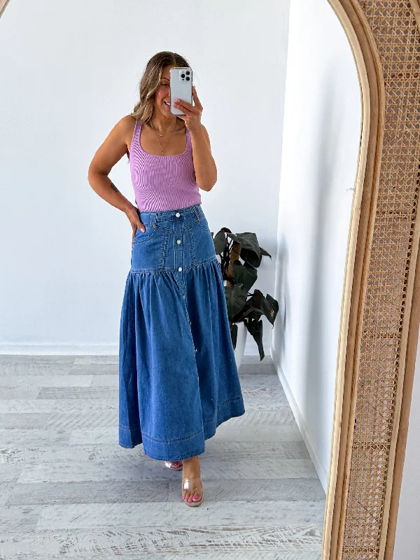 Cory Denim Skirt - Dark Blue