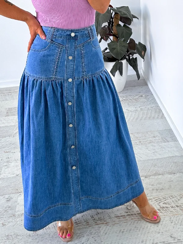 Cory Denim Skirt - Dark Blue