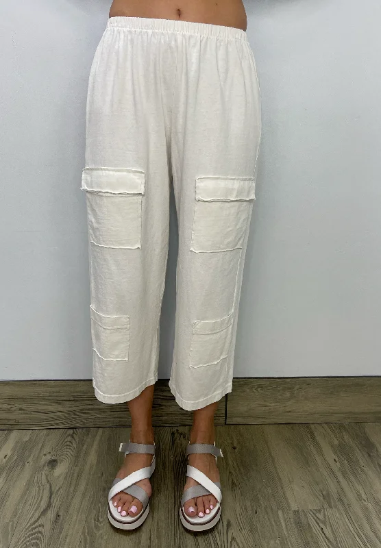 Cream Multi Pocket Crop Pant