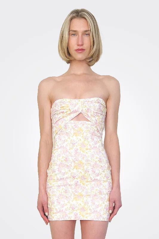 Cutout Strapless Mini Dress - Orchid Floral