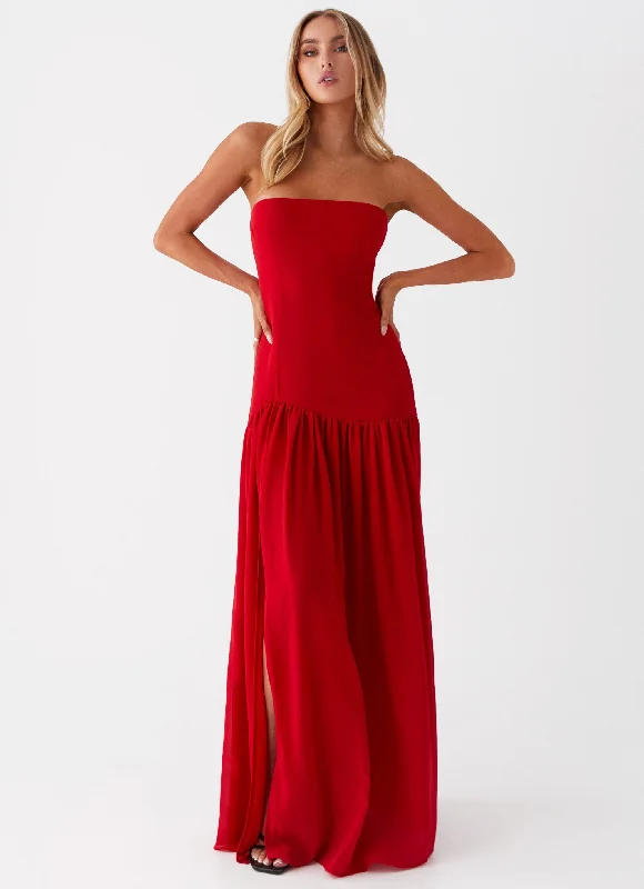 Eden Strapless Maxi Dress - Red