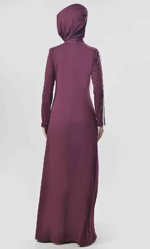 Everyday Maroon Jersey Sportswear Abaya Dress