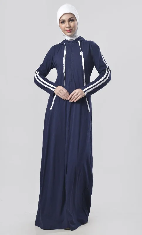 Everyday Navy Jersey Sportswear Abaya Dress