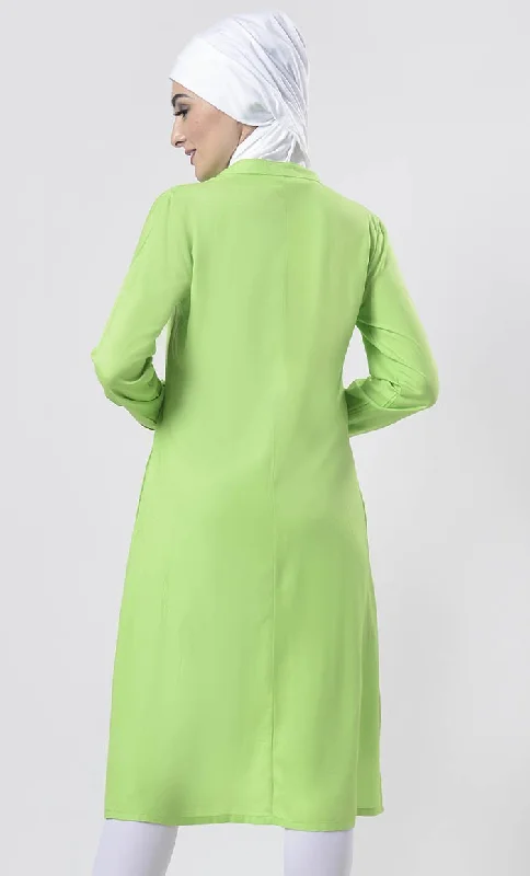 Everydaywear Green Pleats Detailing Long Tunic