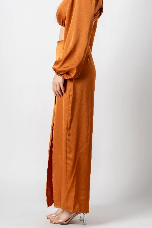 Faux wrap maxi skirt camel