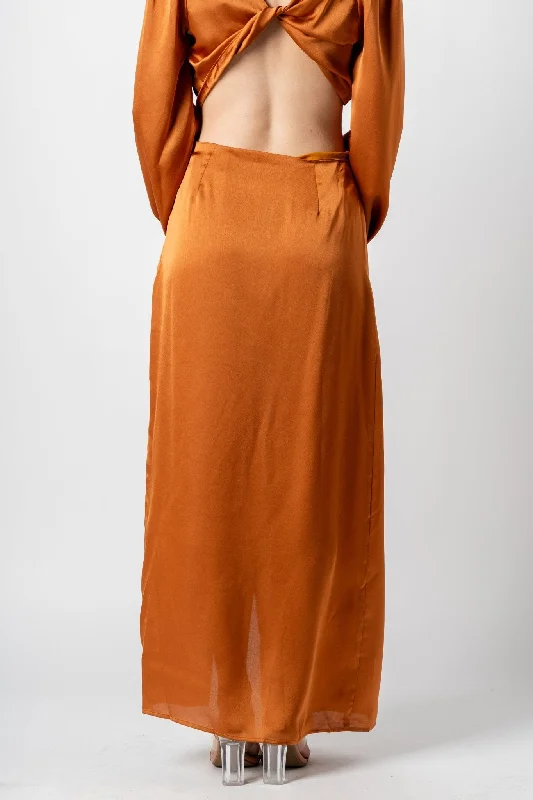 Faux wrap maxi skirt camel