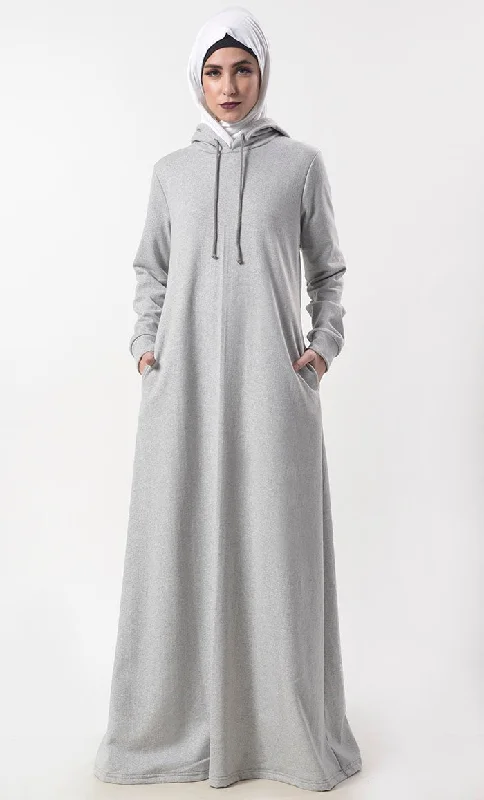 Women's Warm Fleece Hoody Abaya With Pockets