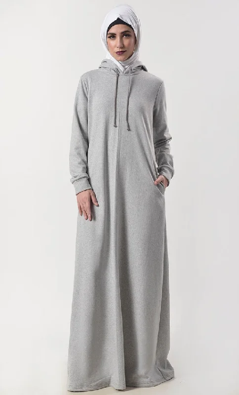 Women's Warm Fleece Hoody Abaya With Pockets