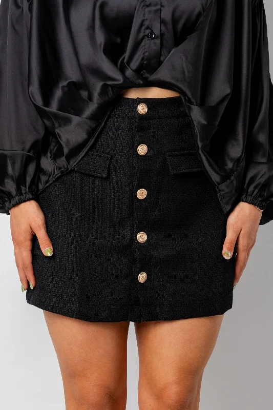 Knit button skirt black