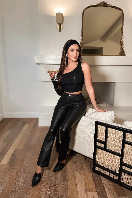 Krista Leather/Denim Pants