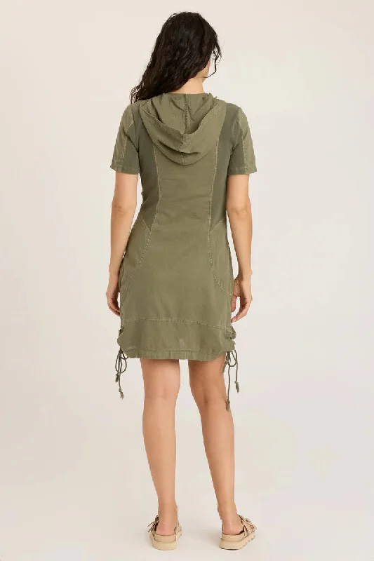 Linen Lenchen Hooded Jacket Dress - Kombu Pigment